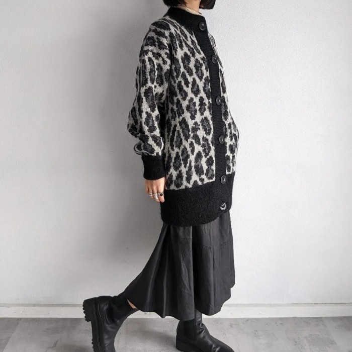leopard pattern knit cardigan | Vintage.City 古着屋、古着コーデ情報を発信