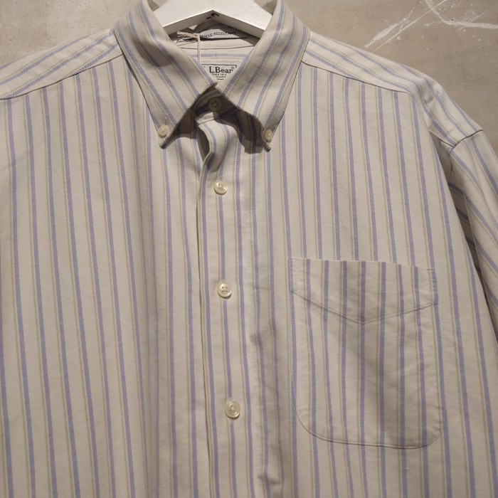 L.L.Bean(エルエルビーン)長袖ストライプシャツ　XLサイズ　ホワイト　マレーシア　コットン　1404 | Vintage.City 古着屋、古着コーデ情報を発信