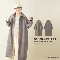 CUBE SUGAR キューブシュガー ウールグレンチェックミックスステンカラーコート | Vintage.City 빈티지숍, 빈티지 코디 정보