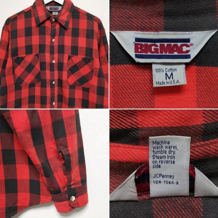 M 80s ビッグマック BIGMAC ヘビーフランネル シャツ 赤 USA製 | Vintage.City 古着屋、古着コーデ情報を発信