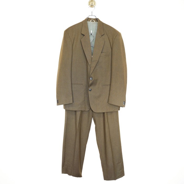 EU VINTAGE OVERTOP OLIVE COLOR WOOL SET UP SUIT MADE IN ITALY/ヨーロッパ古着オリーブカラーウールセットアップスーツ | Vintage.City 古着屋、古着コーデ情報を発信