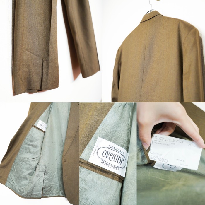 EU VINTAGE OVERTOP OLIVE COLOR WOOL SET UP SUIT MADE IN ITALY/ヨーロッパ古着オリーブカラーウールセットアップスーツ | Vintage.City 古着屋、古着コーデ情報を発信