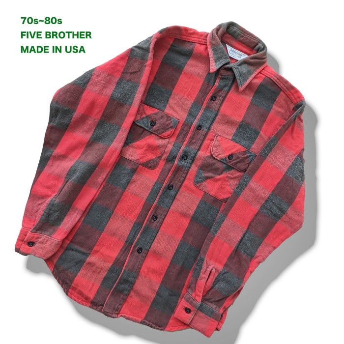 70s80s USA製 FIVE BROTHER チェック柄 ネルシャツ | Vintage.City 빈티지숍, 빈티지 코디 정보