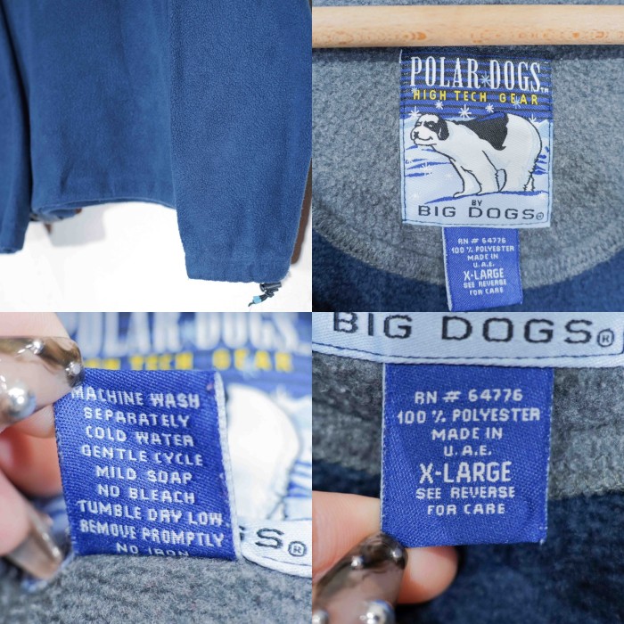 USA VINTAGE BIG DOGS DOG EMBROIDERY DESIGN FLEECE HALF ZIP/アメリカ古着ビッグドッグスわんこ刺繍デザインフリースハーフジップ | Vintage.City 빈티지숍, 빈티지 코디 정보