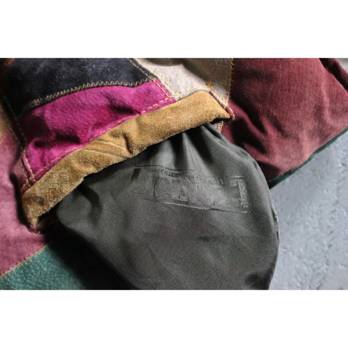 90' Patchwork leather down vest jkt | Vintage.City 古着屋、古着コーデ情報を発信