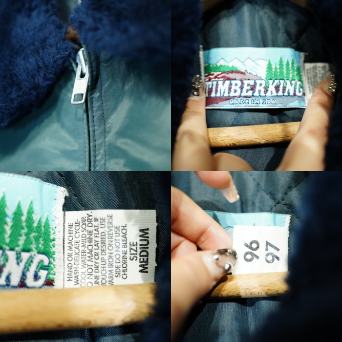 USA VINTAGE TIMBERKING ONE POINT DESIGN BOA COLLAR ZIP UP BLOUSON MADE IN USA/アメリカ古着ワンポイントデザインボアカラージップブルゾン | Vintage.City 빈티지숍, 빈티지 코디 정보
