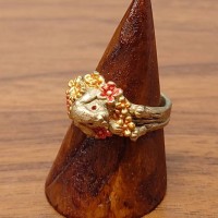Rabbit & Flower Ring ゴールドカラー 約10.5号 うさぎ お花 指輪 | Vintage.City 古着屋、古着コーデ情報を発信
