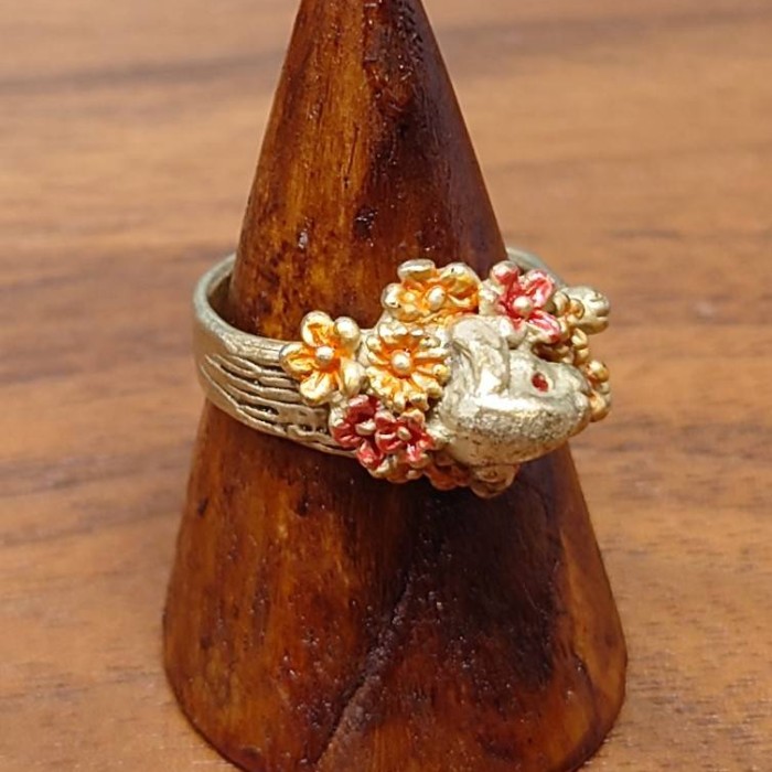 Rabbit & Flower Ring ゴールドカラー 約10.5号 うさぎ お花 指輪 | Vintage.City 빈티지숍, 빈티지 코디 정보