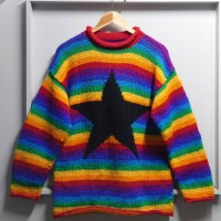 Vintage Ecuador Knit “Rainbow Star” エクアドルニット ロールネック セーター M相当 | Vintage.City 빈티지숍, 빈티지 코디 정보
