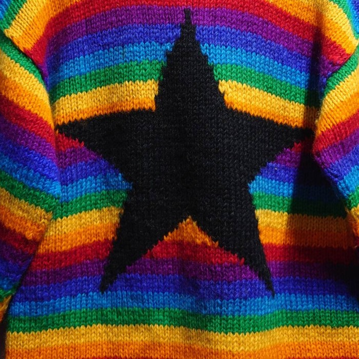 Vintage Ecuador Knit “Rainbow Star” エクアドルニット ロールネック セーター M相当 | Vintage.City 古着屋、古着コーデ情報を発信