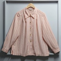 Eva Gracia 金ボタン ストライプ シャツ ピンク系 サイズ13 ブラウス 日本製 | Vintage.City 古着屋、古着コーデ情報を発信