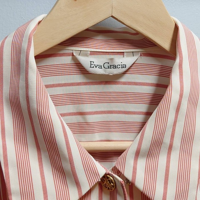 Eva Gracia 金ボタン ストライプ シャツ ピンク系 サイズ13 ブラウス 日本製 | Vintage.City 빈티지숍, 빈티지 코디 정보