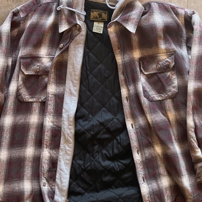 90's Field & Stream Heavy flannel hooded shirts | Vintage.City 빈티지숍, 빈티지 코디 정보
