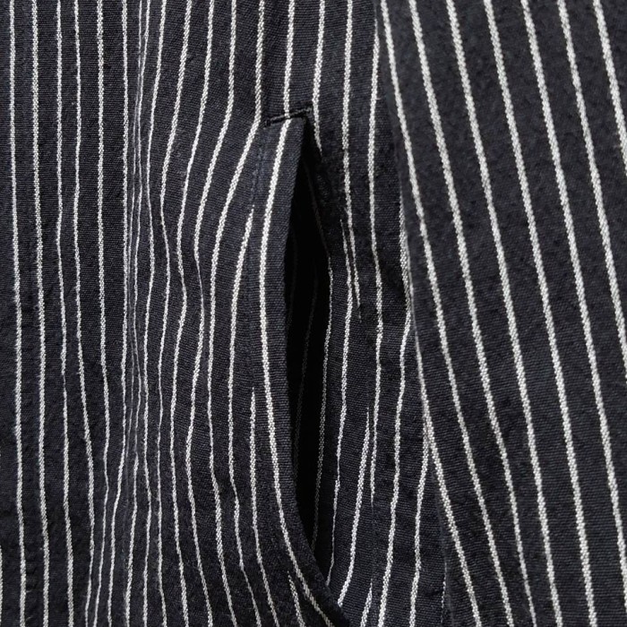 90’s Y’s Yohji Yamamoto コットンキャンバス ストライプ コート ブラック ワイズ ヨウジヤマモト 日本製 | Vintage.City 古着屋、古着コーデ情報を発信