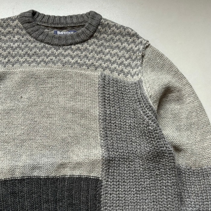 Barbour × White mountaineering patchwork knit sweater “size XL” バブアー×ホワイトマウンテニアリング パッチワークニットセーター | Vintage.City 古着屋、古着コーデ情報を発信