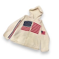 stars and stripes wool knit zip hoodie / 星条旗 ウールジップ パーカー | Vintage.City 빈티지숍, 빈티지 코디 정보