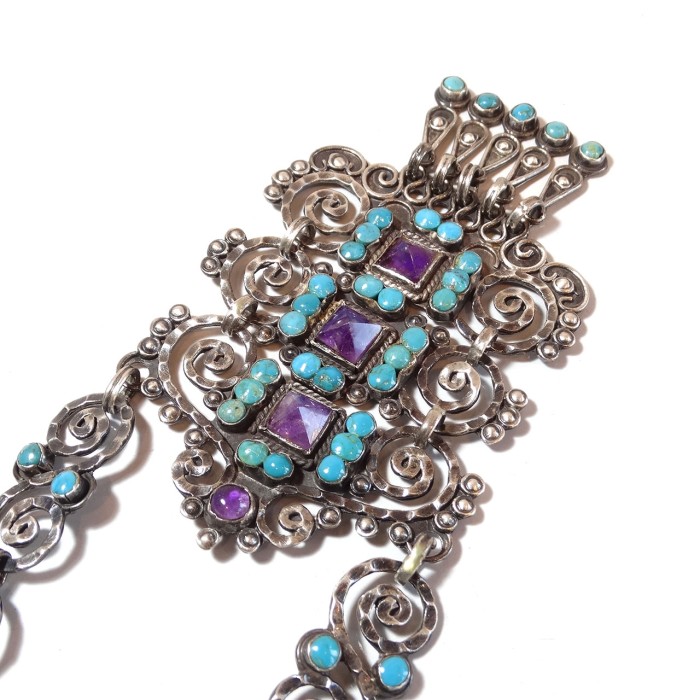 Vintage Mexican silver color stones necklace | Vintage.City 古着屋、古着コーデ情報を発信