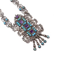 Vintage Mexican silver color stones necklace | Vintage.City 빈티지숍, 빈티지 코디 정보