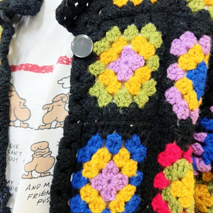 70s vintage handmade granny square knit cardigan | Vintage.City 古着屋、古着コーデ情報を発信