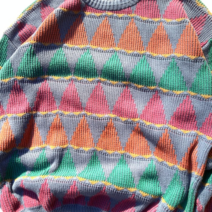 COTTON TRADERS “Triangle Pattern Sweater” 90s コットンニット　デザインニット　トライアングル | Vintage.City 빈티지숍, 빈티지 코디 정보