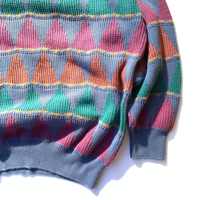 COTTON TRADERS “Triangle Pattern Sweater” 90s コットンニット　デザインニット　トライアングル | Vintage.City 빈티지숍, 빈티지 코디 정보