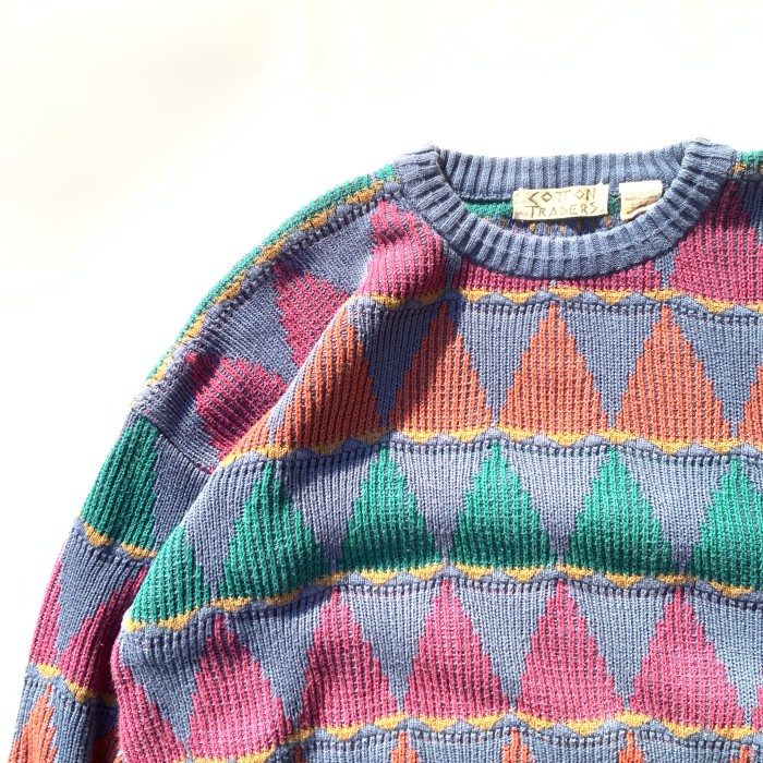 COTTON TRADERS “Triangle Pattern Sweater” 90s コットンニット　デザインニット　トライアングル | Vintage.City 古着屋、古着コーデ情報を発信