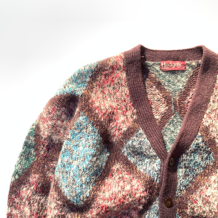 Hedgely “Mohair Wool Mix Cardigan” 70s-80s モヘア　デザイン　カーディガン　ヴィンテージ | Vintage.City 古着屋、古着コーデ情報を発信
