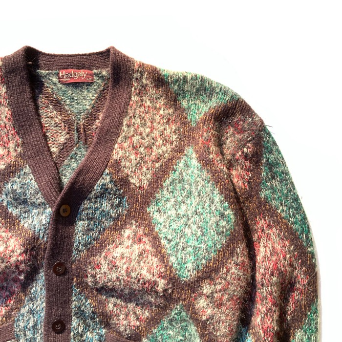 Hedgely “Mohair Wool Mix Cardigan” 70s-80s モヘア　デザイン　カーディガン　ヴィンテージ | Vintage.City 빈티지숍, 빈티지 코디 정보