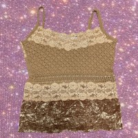 Y2K Romantic Boho/Fairy Grunge/ vibes   patchwork Knit Camisole | Vintage.City 빈티지숍, 빈티지 코디 정보