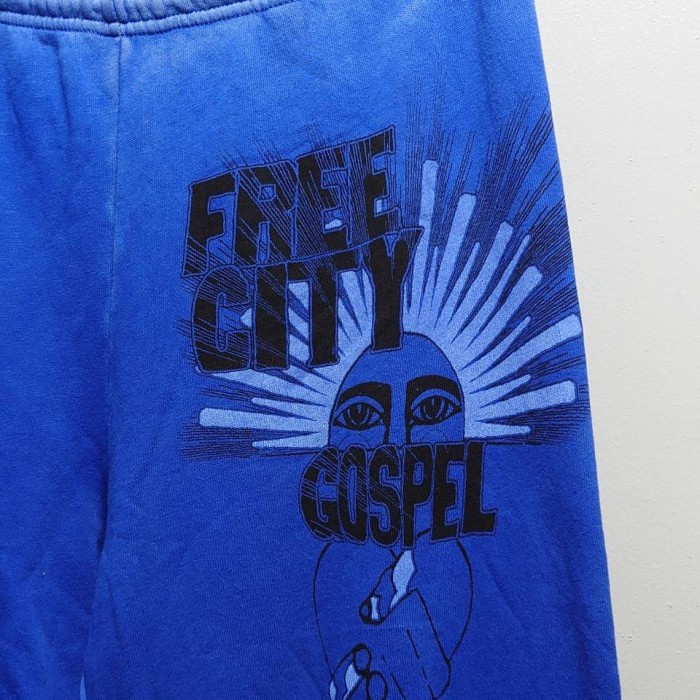 FREE CITY USA製 “GOSPEL” プリント スウェット パンツ ブルー M | Vintage.City 古着屋、古着コーデ情報を発信