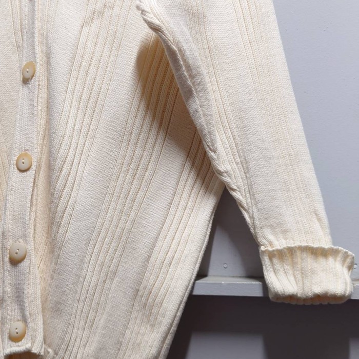 80-90’s laura ashley 英国製 柄編み コットンニット カーディガン オフホワイト M ローラアシュレイ | Vintage.City 古着屋、古着コーデ情報を発信