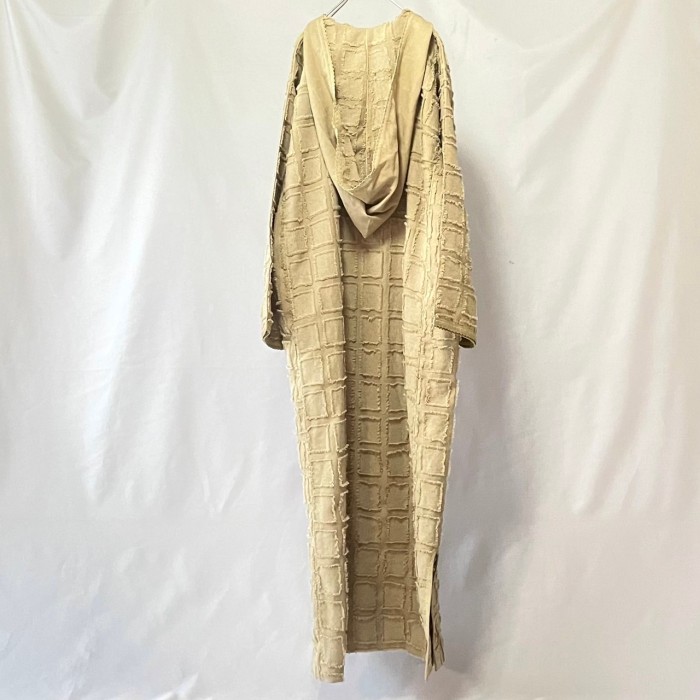 Beige square chenille fringe hooded maxi onepieceフード付き四角フリンジマキシワンピース | Vintage.City 古着屋、古着コーデ情報を発信