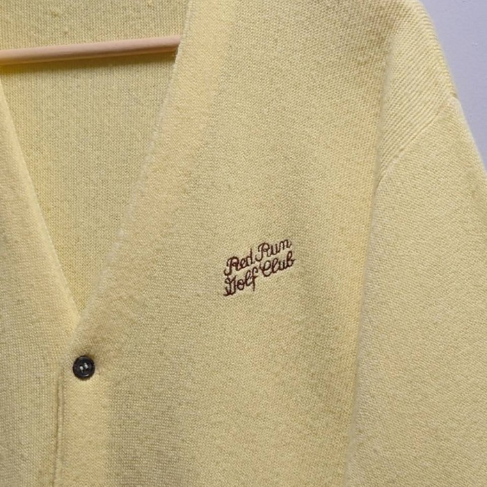 70-80’s UNKNOWN “Red Run Golf Club” 刺繍 アクリルニット カーディガン イエロー XL | Vintage.City 古着屋、古着コーデ情報を発信