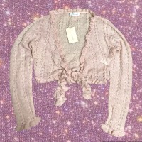 90's 00's  girly core /ballet core ”Feroux”  frill trim Knit cropped bolero cardigan | Vintage.City 古着屋、古着コーデ情報を発信
