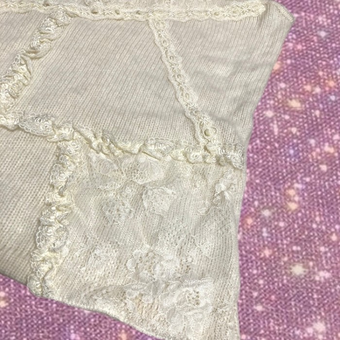 Y2K Romantic /Fairy / Grunge coquette "Private Label" patchwork lace Knit Camisole | Vintage.City 古着屋、古着コーデ情報を発信