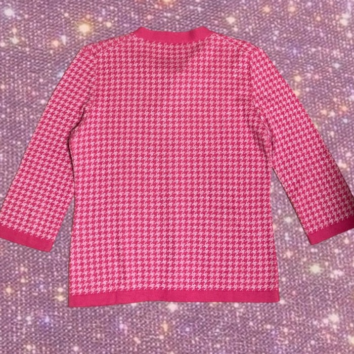 Y2K 00’s McBling/Barbie core "THE GINZA" Houndstooth knit cardigan | Vintage.City 古着屋、古着コーデ情報を発信