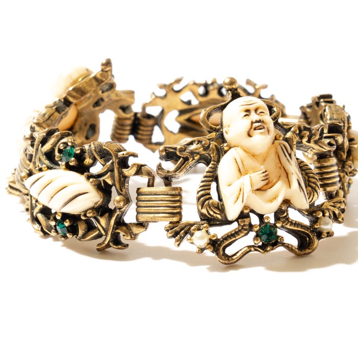 60s USA 「Selini」 Vintage buddha & dragon Unsigned bracelet by Selro | Vintage.City 古着屋、古着コーデ情報を発信