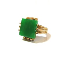 Vintage green glass gold tone design ring | Vintage.City 빈티지숍, 빈티지 코디 정보