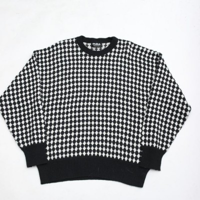 Black × White Patterned Knit Sweater MADE IN ITALY | Vintage.City 古着屋、古着コーデ情報を発信