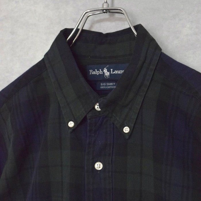 old " polo ralph lauren / big shirt " blackwatch pattern cotton BD shirts | Vintage.City 古着屋、古着コーデ情報を発信