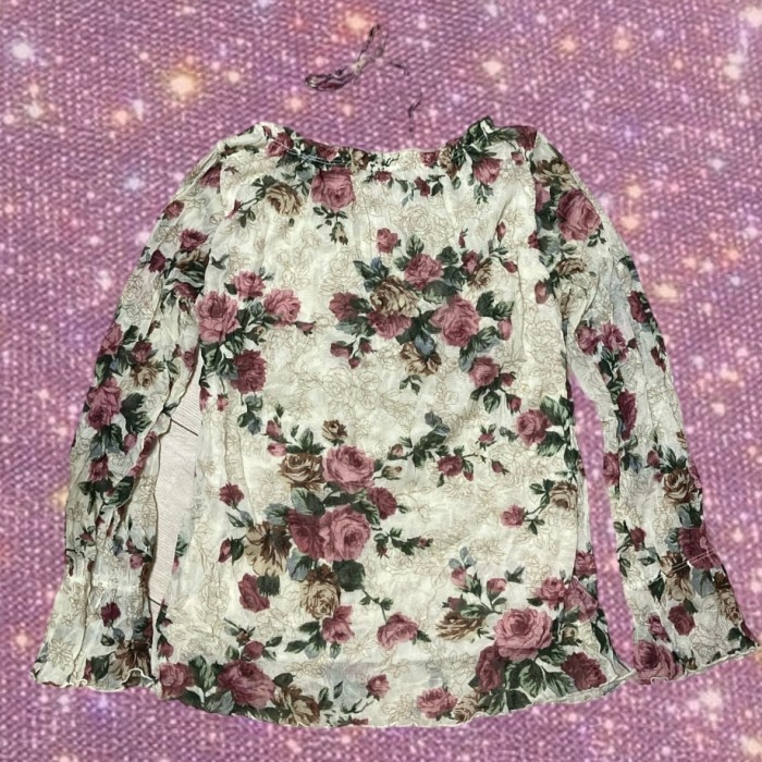 sweet boho/medieval fairy vibes "paix at doux"  floral Power net blouse  tops | Vintage.City 古着屋、古着コーデ情報を発信