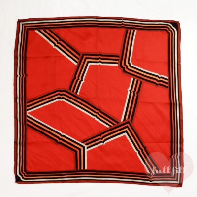 レトロモダンな柄の赤いシルクスカーフ 正方形 古着 70年代 80年代 | Vintage.City 古着屋、古着コーデ情報を発信