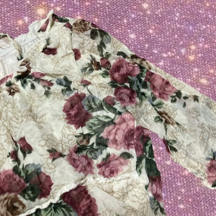 sweet boho/medieval fairy vibes "paix at doux"  floral Power net blouse  tops | Vintage.City 古着屋、古着コーデ情報を発信