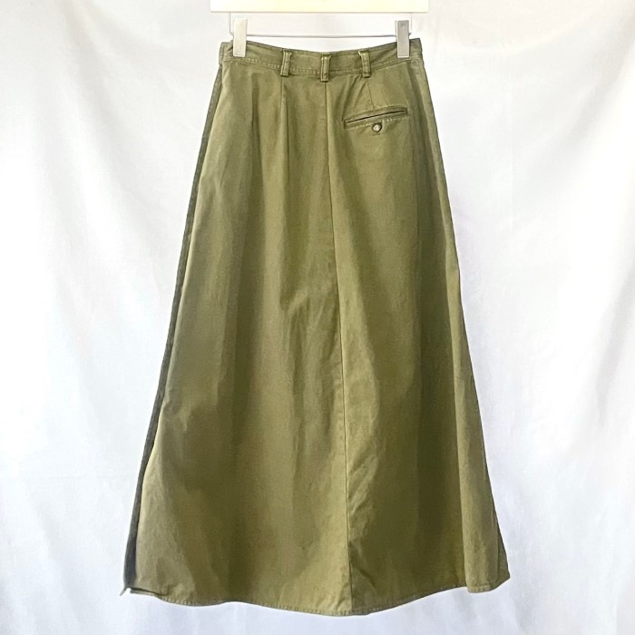 Khaki olive cotton flare skirt カーキオリーブマキシ丈フレアスカート | Vintage.City 빈티지숍, 빈티지 코디 정보