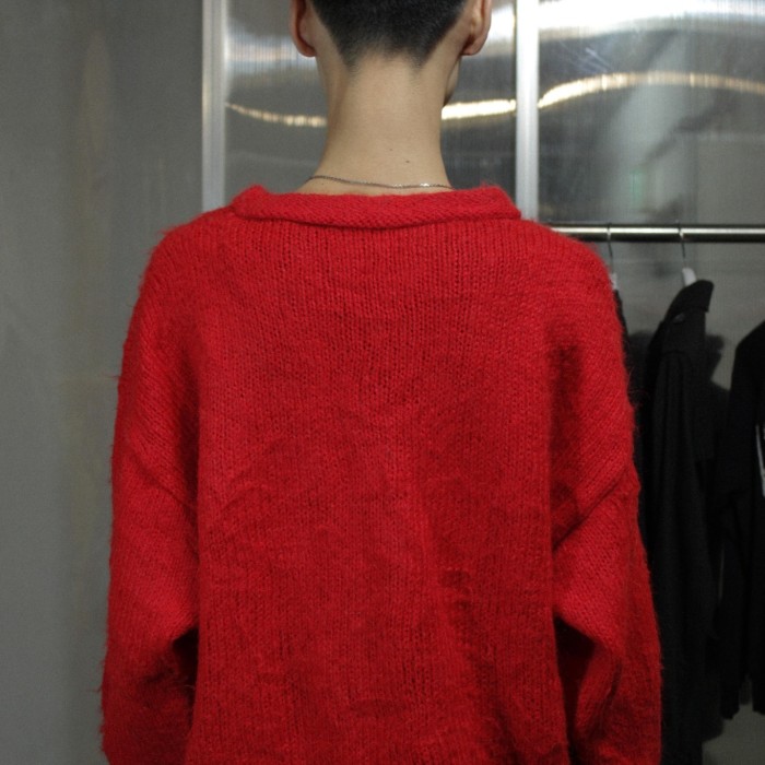 Min⚪︎ie M ??? hand knit red Sweater | Vintage.City 古着屋、古着コーデ情報を発信