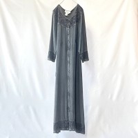 Made in India charcoal black embroidered rayon maxi onepiece インド製黒刺繍レーヨンマキシワンピース | Vintage.City 古着屋、古着コーデ情報を発信