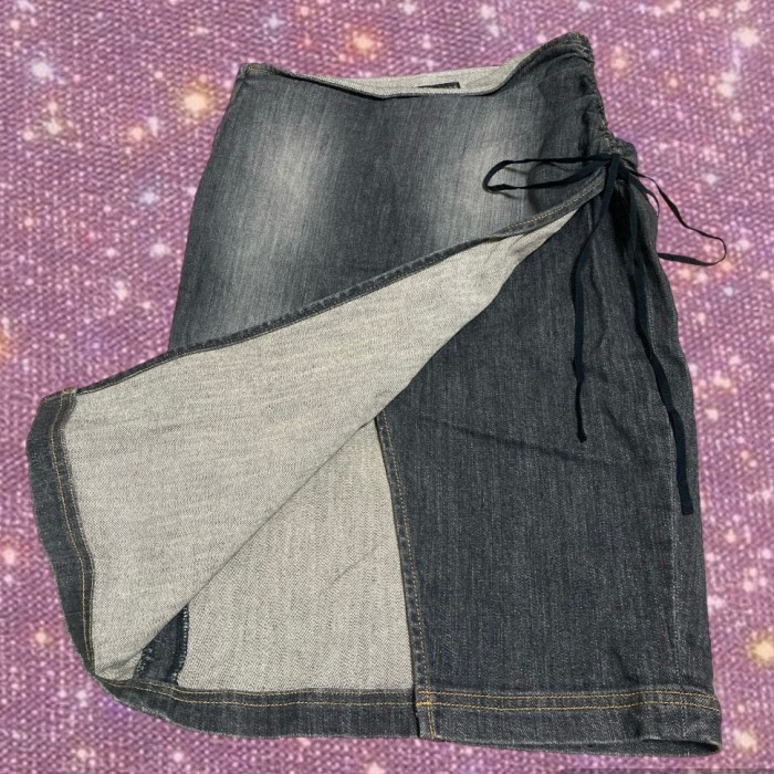 Y2K McBling/Fairy grunge " CITRUS NOTES" asymmetry denim skirt | Vintage.City 古着屋、古着コーデ情報を発信