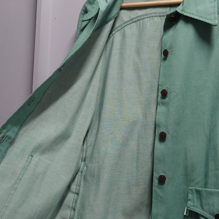 90’s Levi's 緑タブ カラーデニム ジャケット グリーン S-M相当 ベルト付き リーバイス | Vintage.City 古着屋、古着コーデ情報を発信