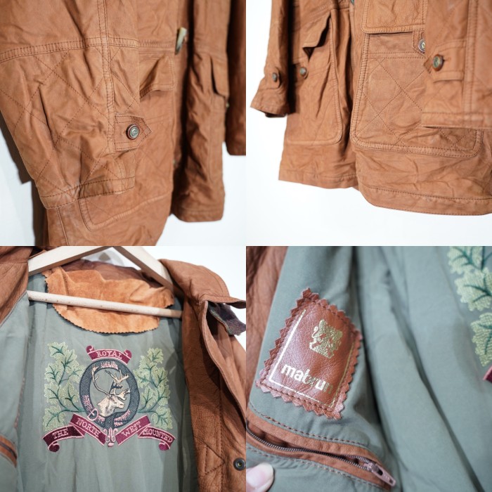 *SPECIAL ITEM* USA VINTAGE ROYAL THE NORTE WEST MOUNTED LEATHER HUNTING COAT/アメリカ古着レザーハンティングコート | Vintage.City 빈티지숍, 빈티지 코디 정보