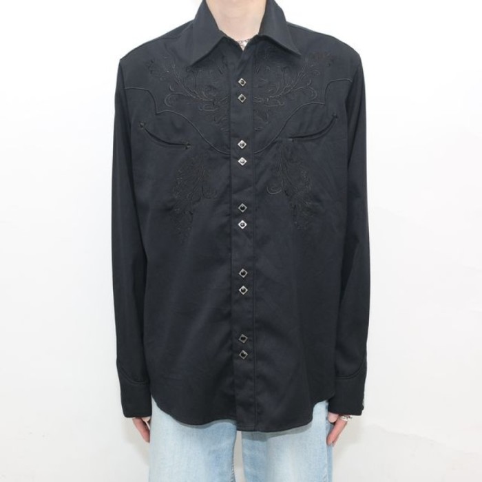 Black Embroidery Western Shirt | Vintage.City 古着屋、古着コーデ情報を発信